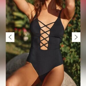 Dippin' Daisy's NWT Black Criss-Cross ‘Bliss’ One Piece Swimsuit; Size XS